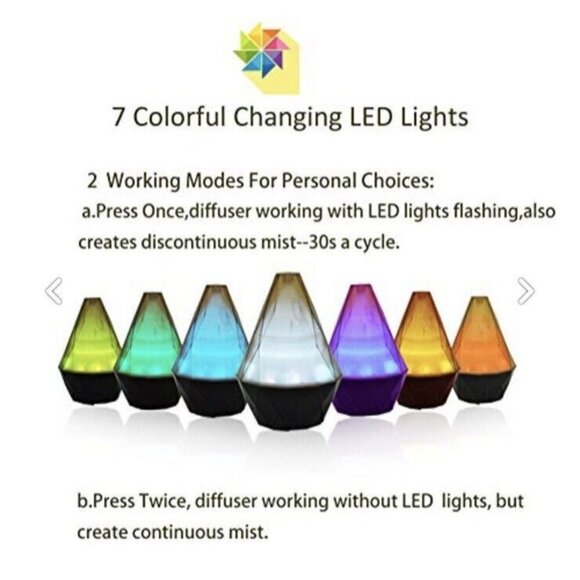Euleven Ultrasonic Humidifier Aroma Diffuser Color Charging 6.5” - Picture 2 of 7
